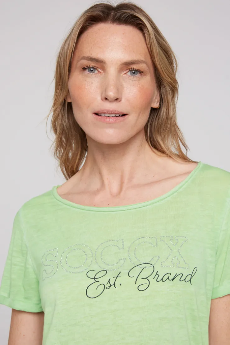 CAMP DAVID & SOCCX Ausbrenner-Shirt mit Logo aus Schmucksteinen light green lightgreen Clearance