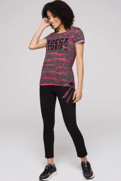 CAMP DAVID & SOCCX Ausbrenner-Shirt mit Pailletten-Logo pinky red pinkyred Sale