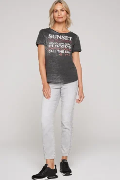 CAMP DAVID & SOCCX Ausbrenner-T-Shirt mit Frontprint black Cheap