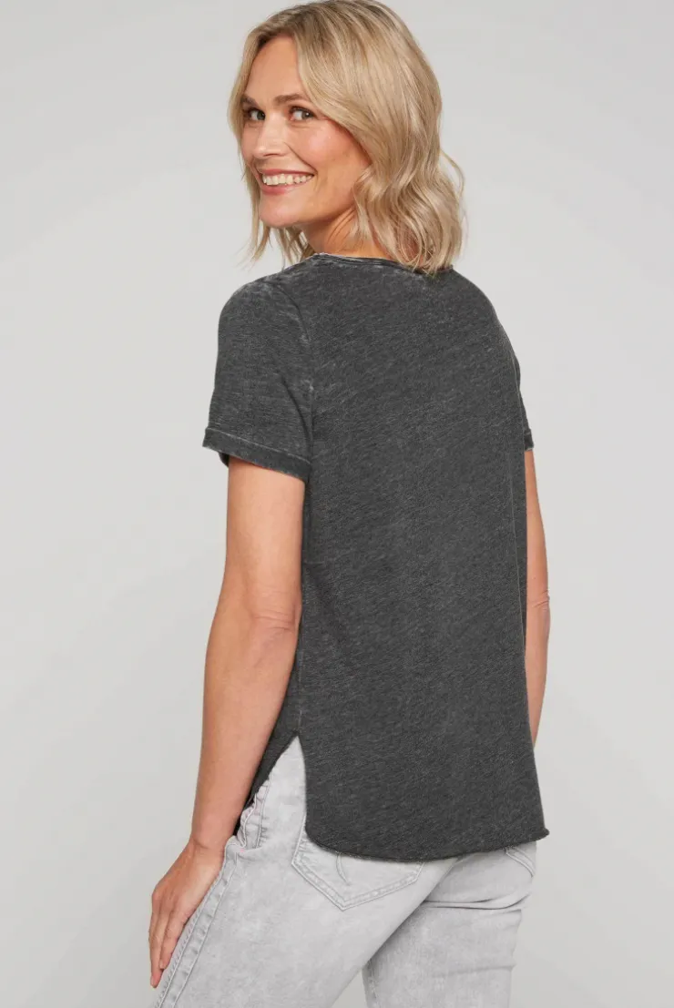 CAMP DAVID & SOCCX Ausbrenner-T-Shirt mit Frontprint black Cheap