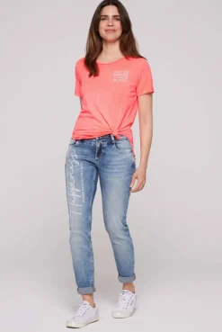 CAMP DAVID & SOCCX Ausbrenner-T-Shirt mit Rücken-Print neon pink neonpink Best Sale