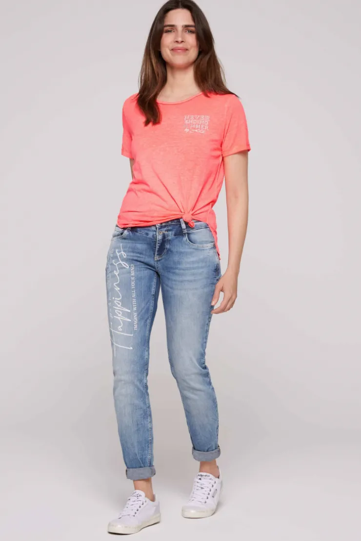 CAMP DAVID & SOCCX Ausbrenner-T-Shirt mit Rücken-Print neon pink neonpink Best Sale