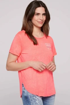 CAMP DAVID & SOCCX Ausbrenner-T-Shirt mit Rücken-Print neon pink neonpink Best Sale