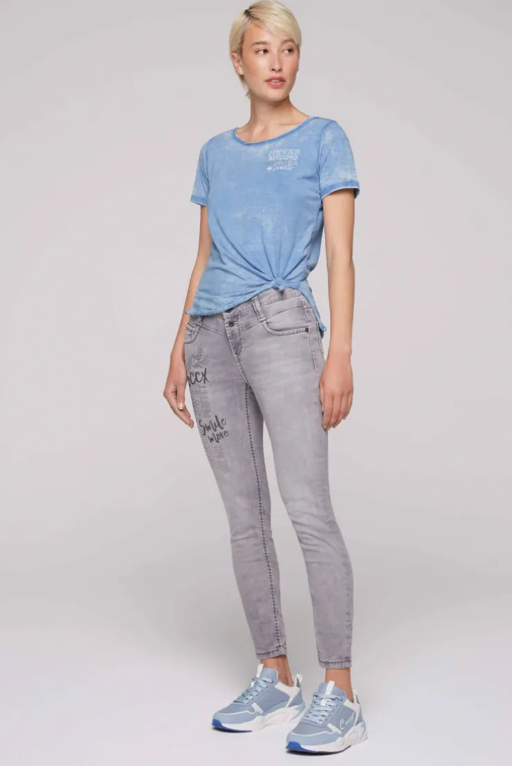 CAMP DAVID & SOCCX Ausbrenner-T-Shirt mit Rücken-Print airy blue airyblue Shop