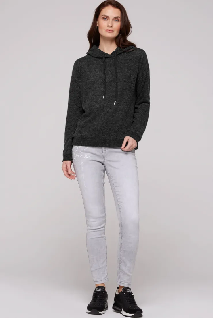 CAMP DAVID & SOCCX Basic Hoodie aus Flauschstrick black Sale