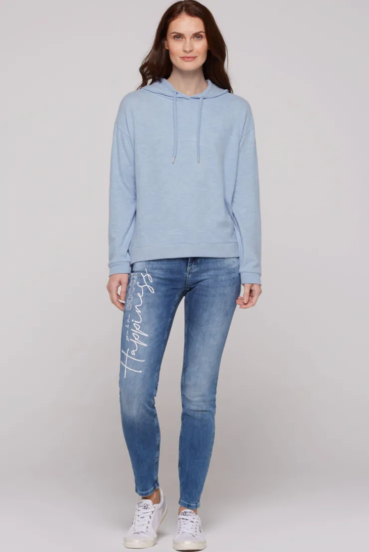 CAMP DAVID & SOCCX Basic Hoodie aus Flauschstrick cool blue coolblue Clearance