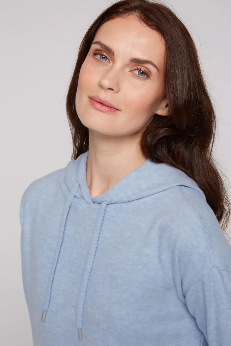 CAMP DAVID & SOCCX Basic Hoodie aus Flauschstrick cool blue coolblue Clearance