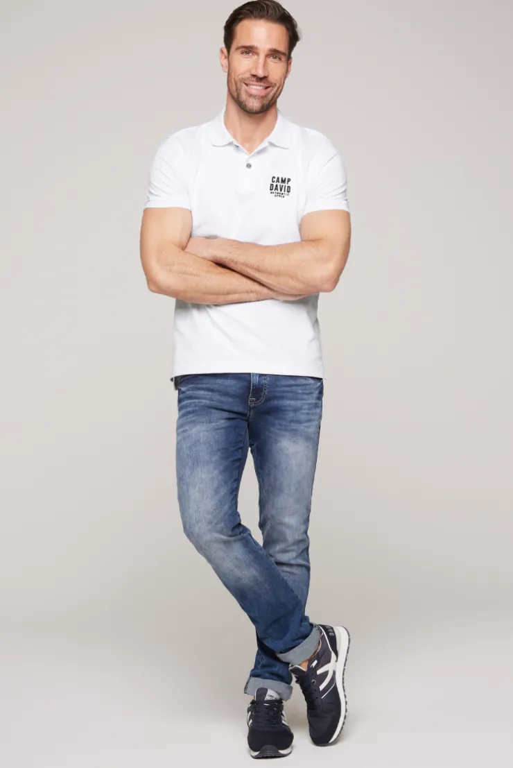 CAMP DAVID & SOCCX Basic Pikee-Polo mit Logo-Stickerei opticwhite Hot
