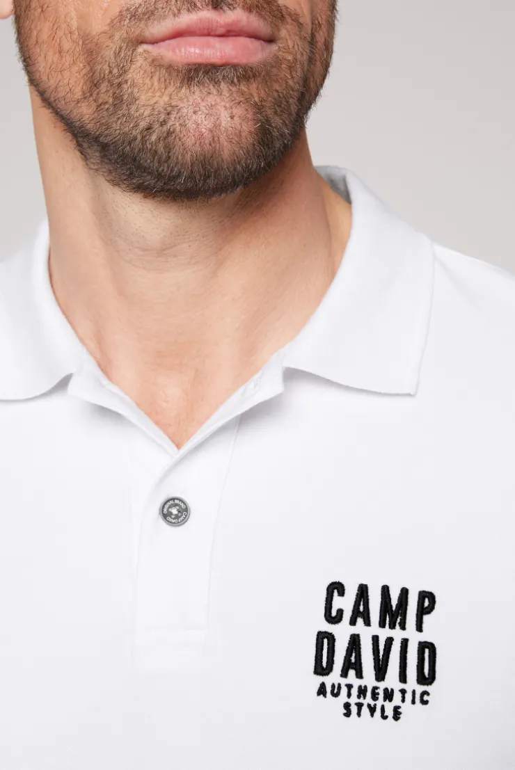 CAMP DAVID & SOCCX Basic Pikee-Polo mit Logo-Stickerei opticwhite Hot