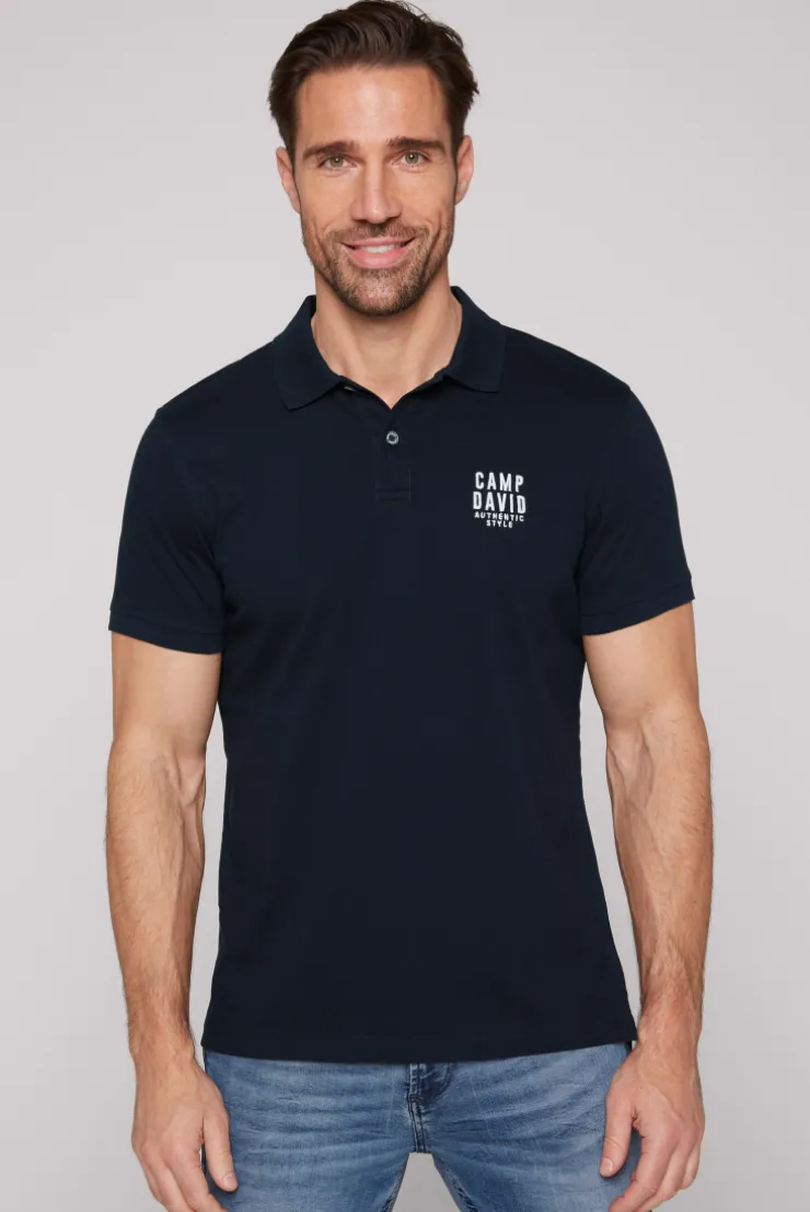 CAMP DAVID & SOCCX Basic Pikee-Polo mit Logo-Stickerei blue navy bluenavy Online