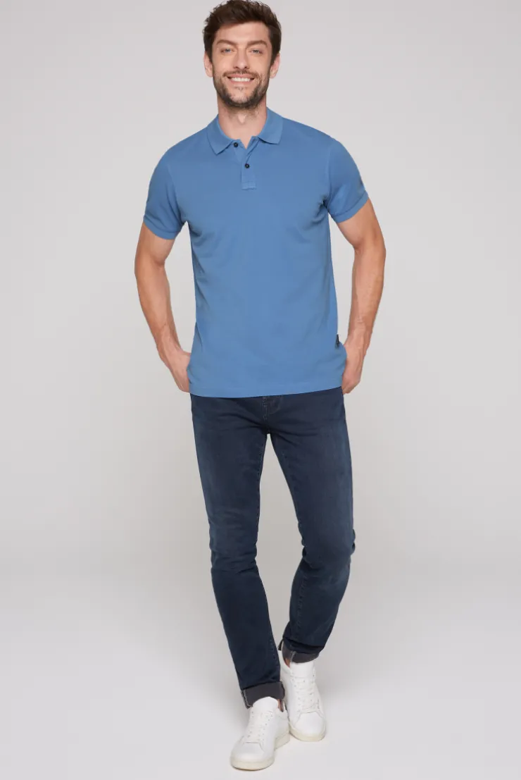 CAMP DAVID & SOCCX Basic Pikee-Polo mit Trikotkragen sky blue skyblue New