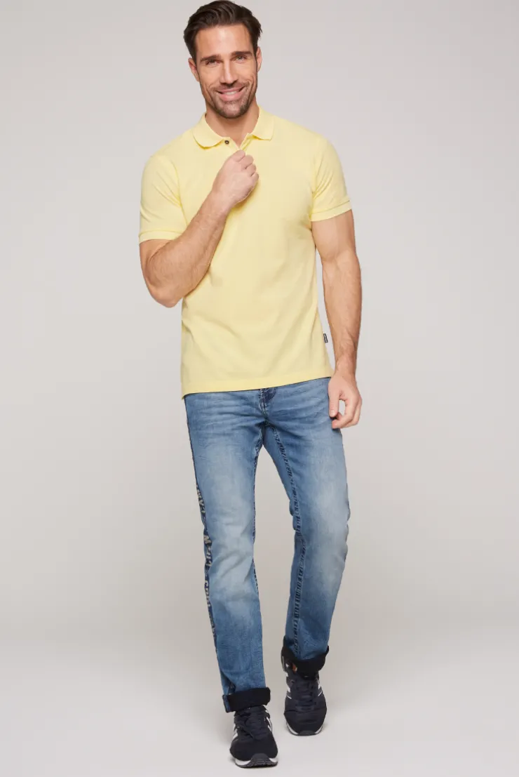 CAMP DAVID & SOCCX Basic Pikee-Polo mit Trikotkragen sun Hot