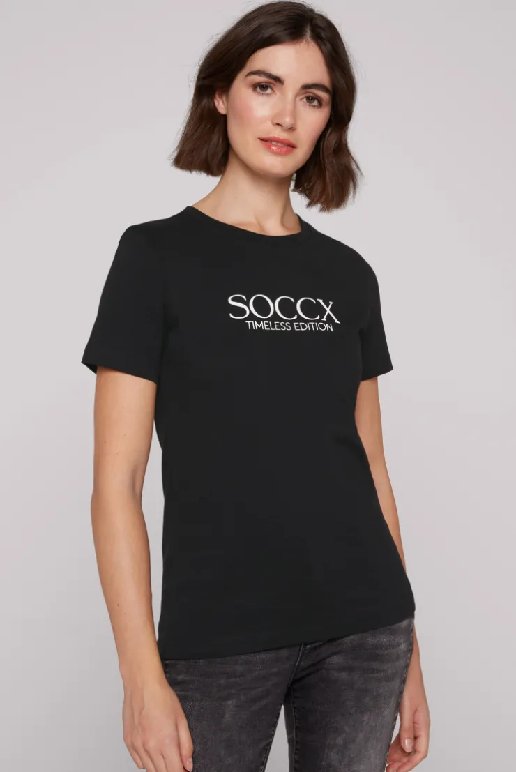 CAMP DAVID & SOCCX Basic T-Shirt mit Logo Print black Outlet