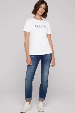 CAMP DAVID & SOCCX Basic T-Shirt mit Logo Print opticwhite Cheap