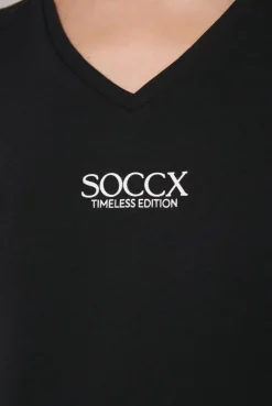 CAMP DAVID & SOCCX Basic T-Shirt mit V-Ausschnitt und Logo black Discount