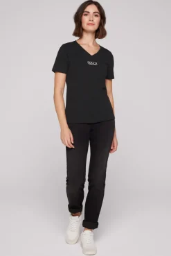 CAMP DAVID & SOCCX Basic T-Shirt mit V-Ausschnitt und Logo black Clearance