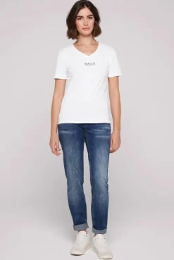 CAMP DAVID & SOCCX Basic T-Shirt mit V-Ausschnitt und Logo opticwhite Best Sale