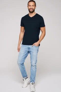 CAMP DAVID & SOCCX Basic T-Shirt mit V-Neck, Doppelpack blue navy / blue navy bluenavy Flash Sale