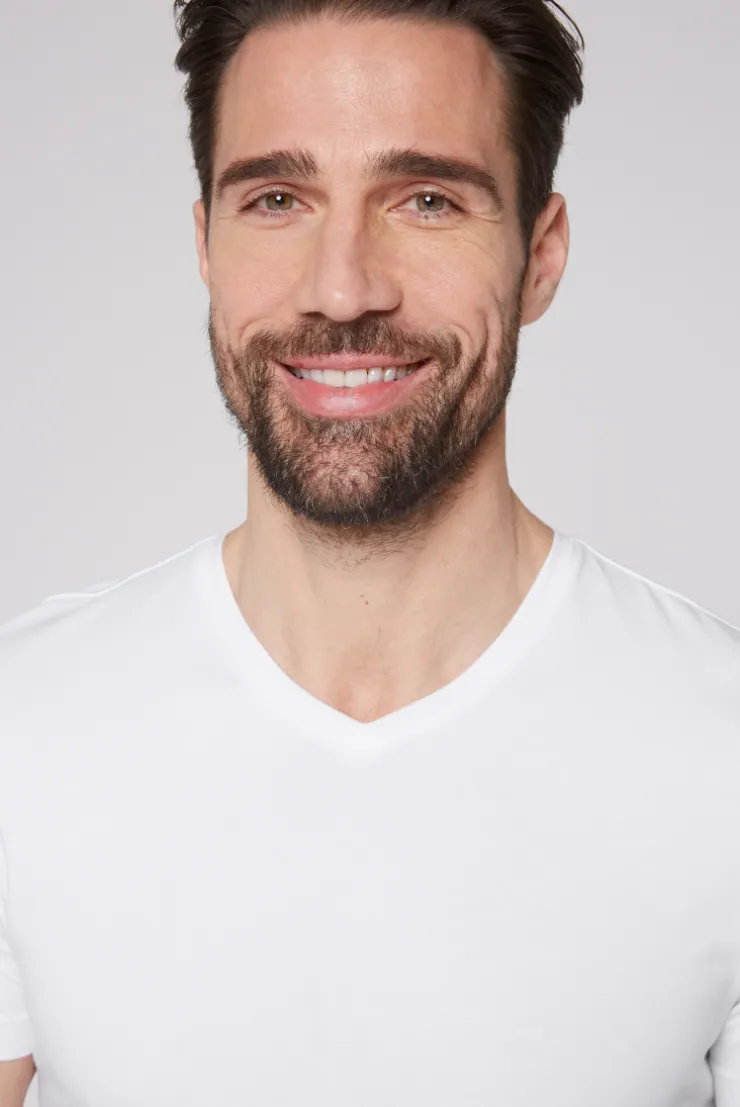 CAMP DAVID & SOCCX Basic T-Shirt mit V-Neck, Doppelpack optic white / optic white opticwhite Flash Sale