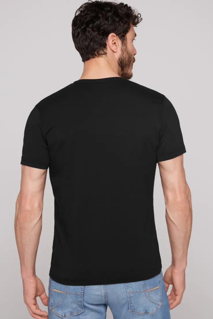 CAMP DAVID & SOCCX Basic T-Shirt mit V-Neck, Doppelpack / black Best Sale