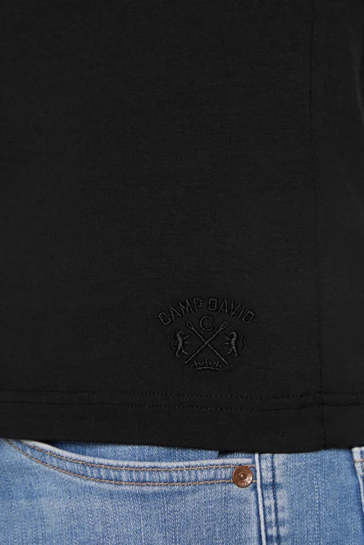 CAMP DAVID & SOCCX Basic T-Shirt mit V-Neck, Doppelpack / black Best Sale