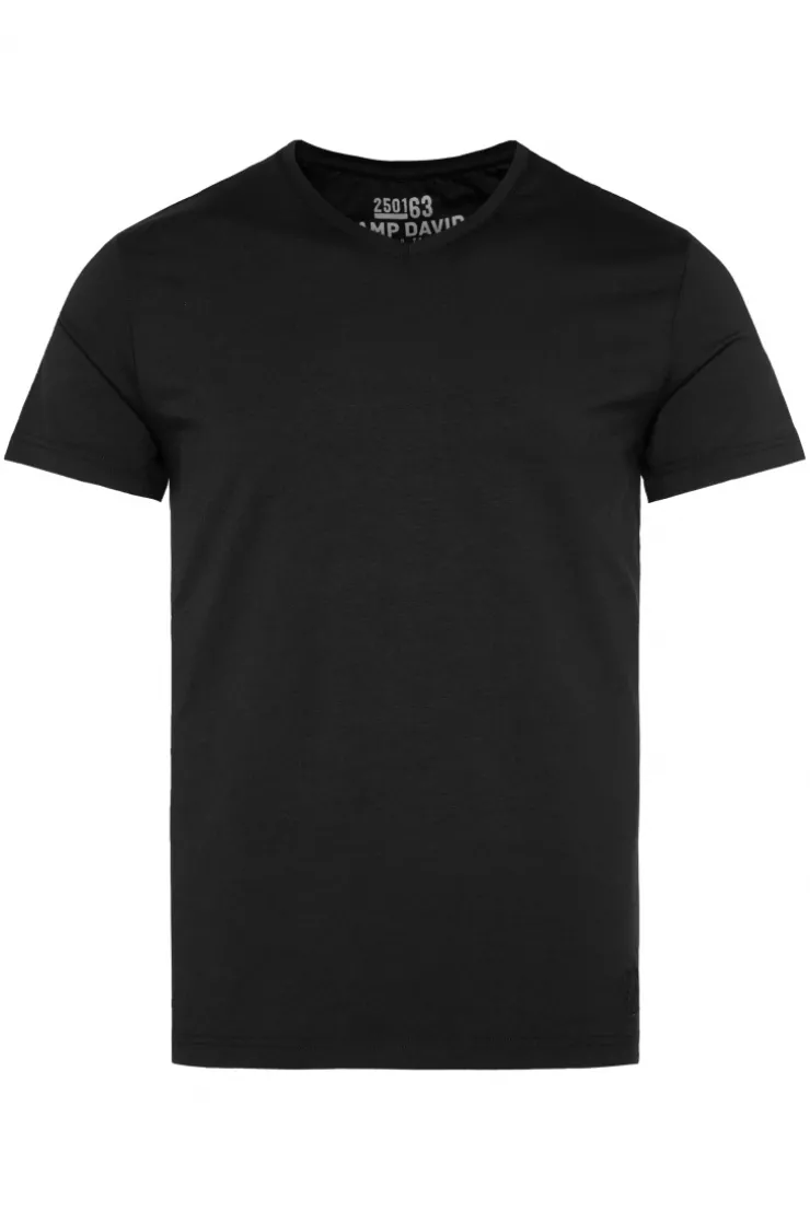 CAMP DAVID & SOCCX Basic T-Shirt mit V-Neck, Doppelpack / black Best Sale