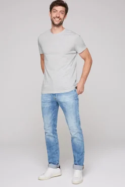 CAMP DAVID & SOCCX Basic T-Shirt Rundhals 2er-Pack grey melange greymelange Best Sale