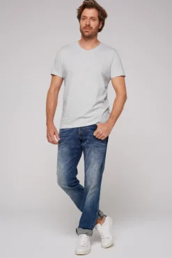 CAMP DAVID & SOCCX Basic T-Shirt V-Neck 2er-Pack grey melange greymelange Flash Sale