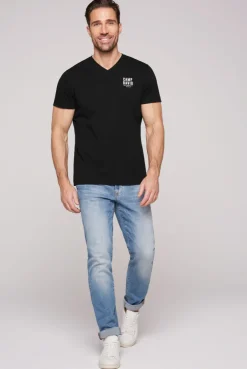 CAMP DAVID & SOCCX Basic T-Shirt V-Neck mit Logo Print black Best