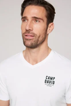 CAMP DAVID & SOCCX Basic T-Shirt V-Neck mit Logo Print opticwhite Discount