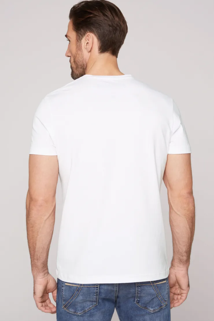 CAMP DAVID & SOCCX Basic T-Shirt V-Neck mit Logo Print opticwhite Best Sale