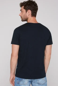 CAMP DAVID & SOCCX Basic T-Shirt V-Neck mit Used-Kante blue navy bluenavy Discount