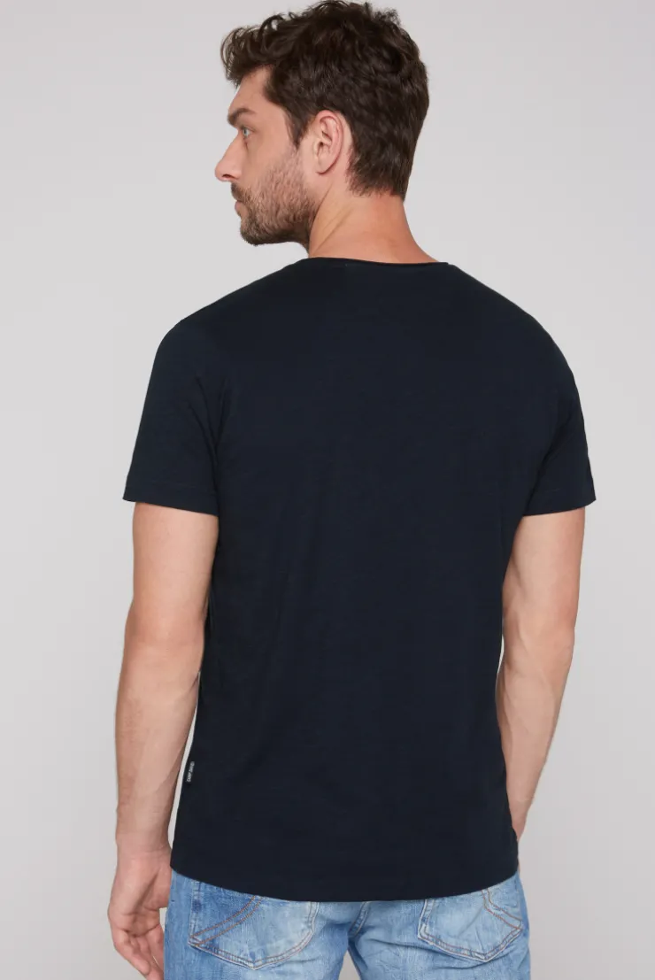 CAMP DAVID & SOCCX Basic T-Shirt V-Neck mit Used-Kante blue navy bluenavy Discount
