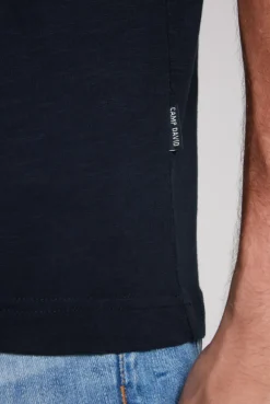 CAMP DAVID & SOCCX Basic T-Shirt V-Neck mit Used-Kante blue navy bluenavy Discount