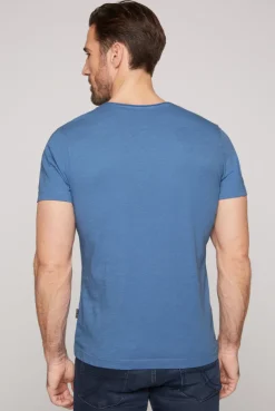 CAMP DAVID & SOCCX Basic T-Shirt V-Neck mit Used-Kante sky blue skyblue Cheap