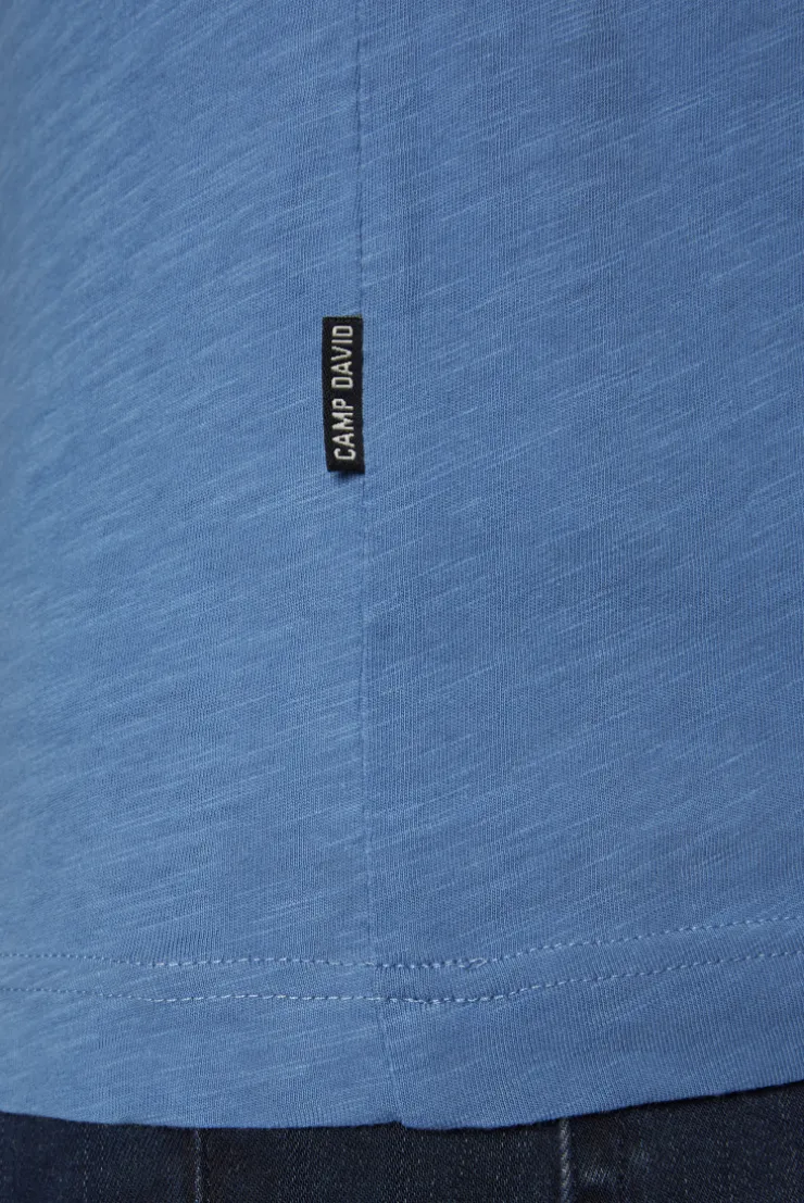 CAMP DAVID & SOCCX Basic T-Shirt V-Neck mit Used-Kante sky blue skyblue Cheap