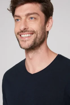 CAMP DAVID & SOCCX Basic T-Shirt V-Neck mit Used-Kante blue navy bluenavy Shop