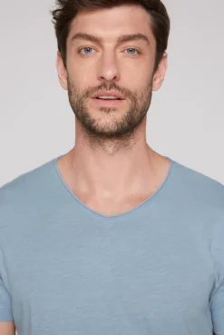 CAMP DAVID & SOCCX Basic T-Shirt V-Neck mit Used-Kante new blue newblue Hot