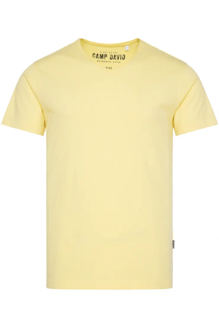 CAMP DAVID & SOCCX Basic T-Shirt V-Neck mit Used-Kante sun Hot