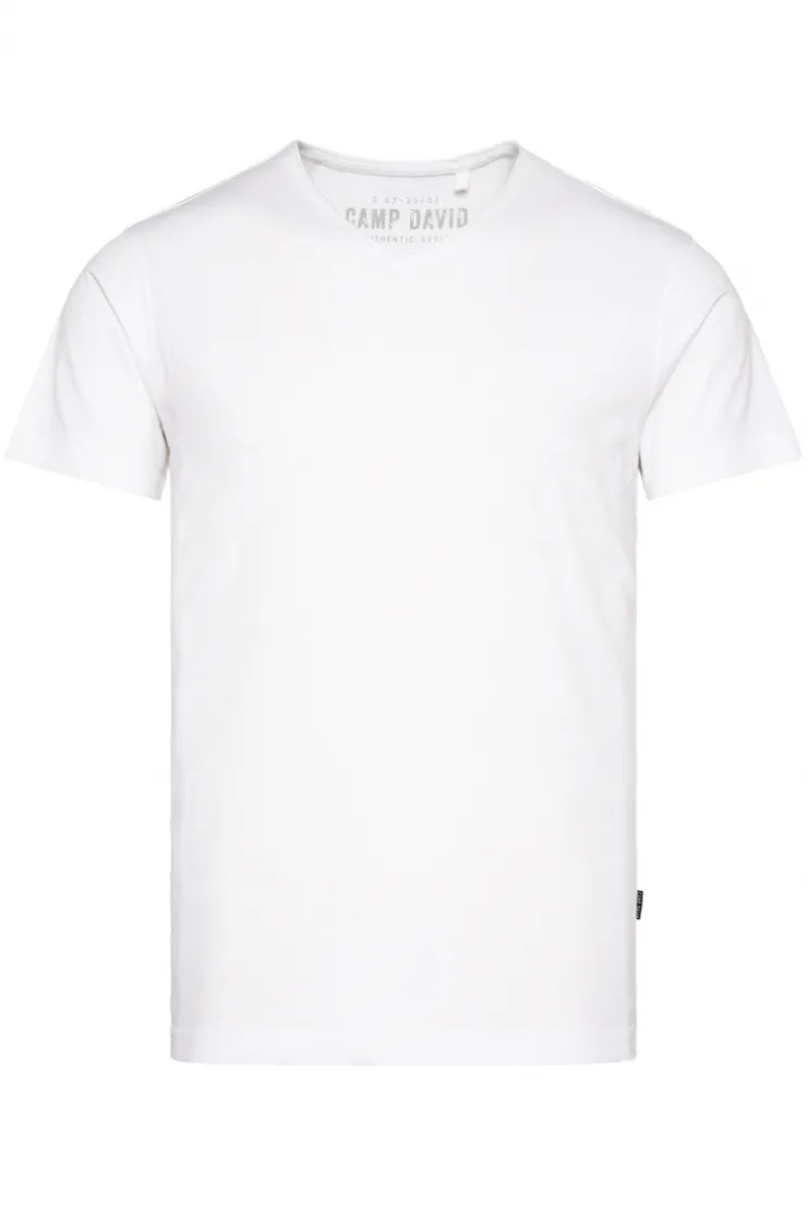 CAMP DAVID & SOCCX Basic T-Shirt V-Neck mit Used-Kante opticwhite Online