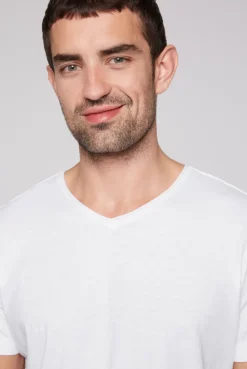 CAMP DAVID & SOCCX Basic T-Shirt V-Neck mit Used-Kante opticwhite Online