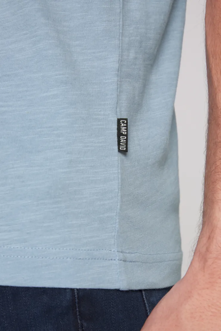 CAMP DAVID & SOCCX Basic T-Shirt V-Neck mit Used-Kante new blue newblue New