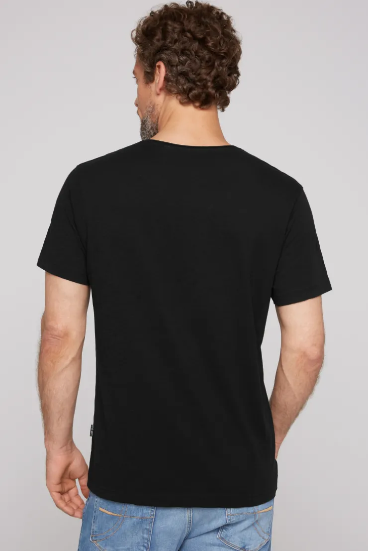 CAMP DAVID & SOCCX Basic T-Shirt V-Neck mit Used-Kante black New