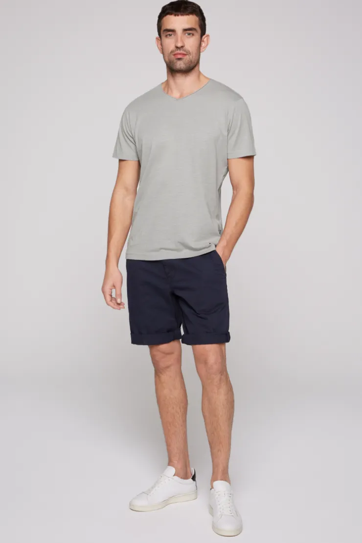 CAMP DAVID & SOCCX Basic T-Shirt V-Neck mit Used-Kante polo grey pologrey Online