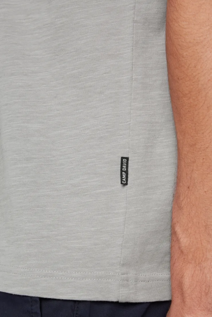 CAMP DAVID & SOCCX Basic T-Shirt V-Neck mit Used-Kante polo grey pologrey Online