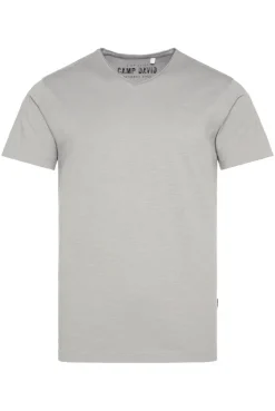CAMP DAVID & SOCCX Basic T-Shirt V-Neck mit Used-Kante polo grey pologrey Best