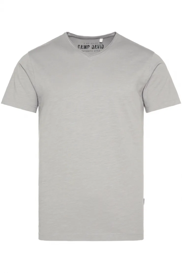CAMP DAVID & SOCCX Basic T-Shirt V-Neck mit Used-Kante polo grey pologrey Best