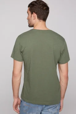CAMP DAVID & SOCCX Basic T-Shirt V-Neck mit Used-Kante green olive greenolive Sale