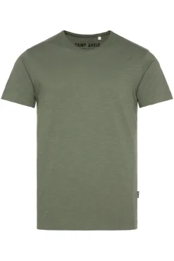 CAMP DAVID & SOCCX Basic T-Shirt V-Neck mit Used-Kante green olive greenolive Outlet