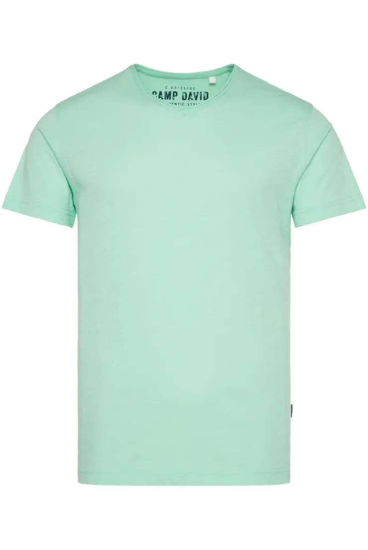 CAMP DAVID & SOCCX Basic T-Shirt V-Neck mit Used-Kante sun aqua sunaqua New